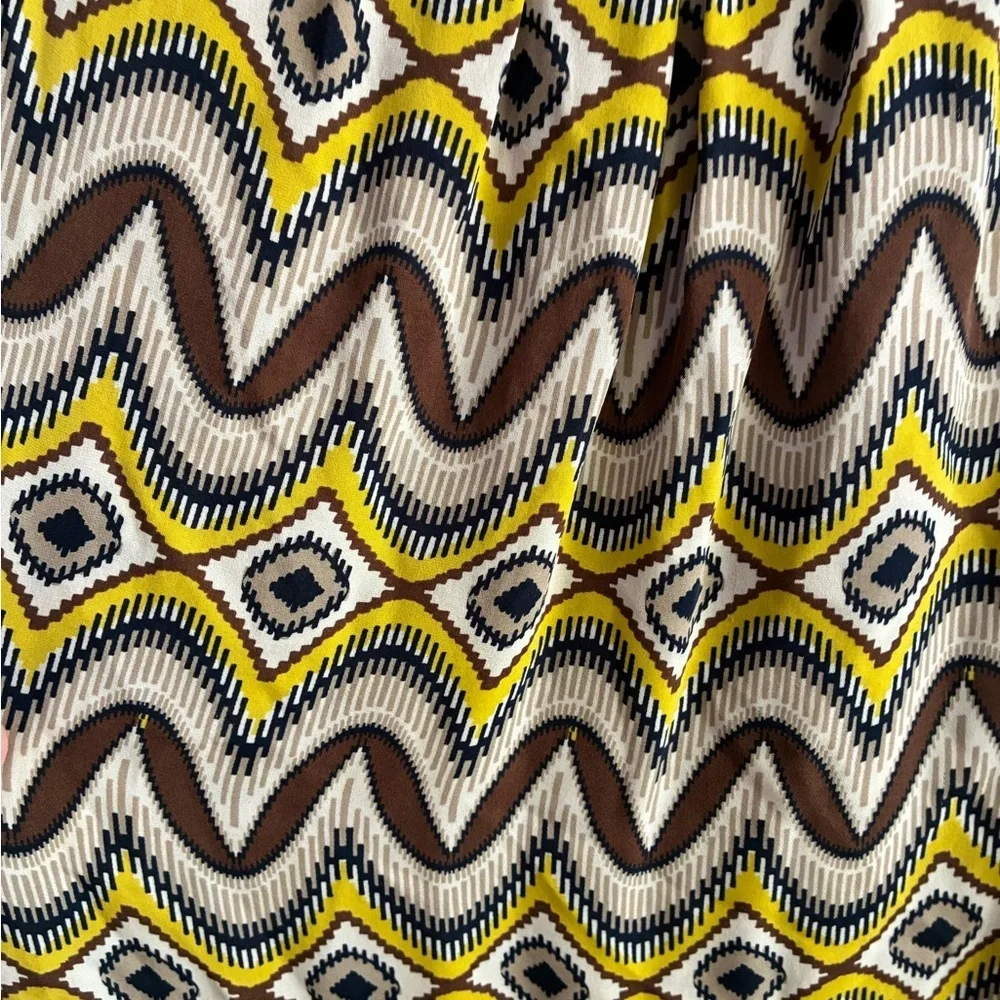 Tory Burch Yellow Brown Zigzag Print Sleeveless Camisole 8
